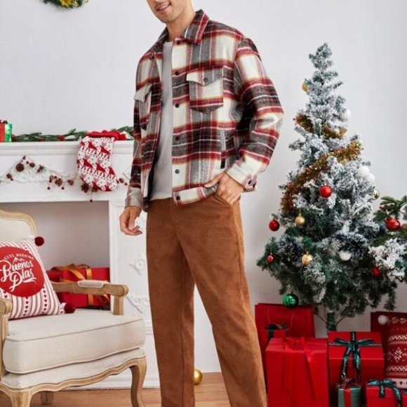 CASUAL CONTEMPORARY Men Tartan Flap Pocket Overcoa - Picture 5 of 5